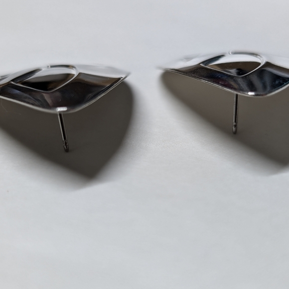 Vintage silver earrings large triangle Art Deco - Picture 2 of 6